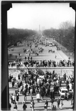 The Berlin Wall still standing but not much of an impediment anymore. February 1990.